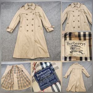 VTG Burberrys Trench Coat Womens Medium? Double Breasted Nova Check England 90s